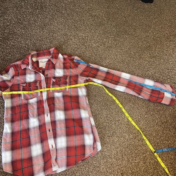 Abercrombie Kids Red Plaid Flannel Button Down Shirt XL 14/16 Long Sleeve Cotton - Picture 5 of 6